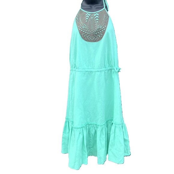 Banana Republic Sz 6 Halter Dress Flounce Summer Sleeveless Mint Green Boho - Picture 1 of 11